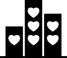 Heart Town Buildings Contour Svg Vector, Free Vectors File